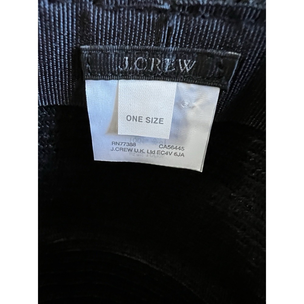 J. Crew‎ Textured Summer Straw Hat 09500 Packable Wide Brim Dusty Dune Black - Picture 8 of 10